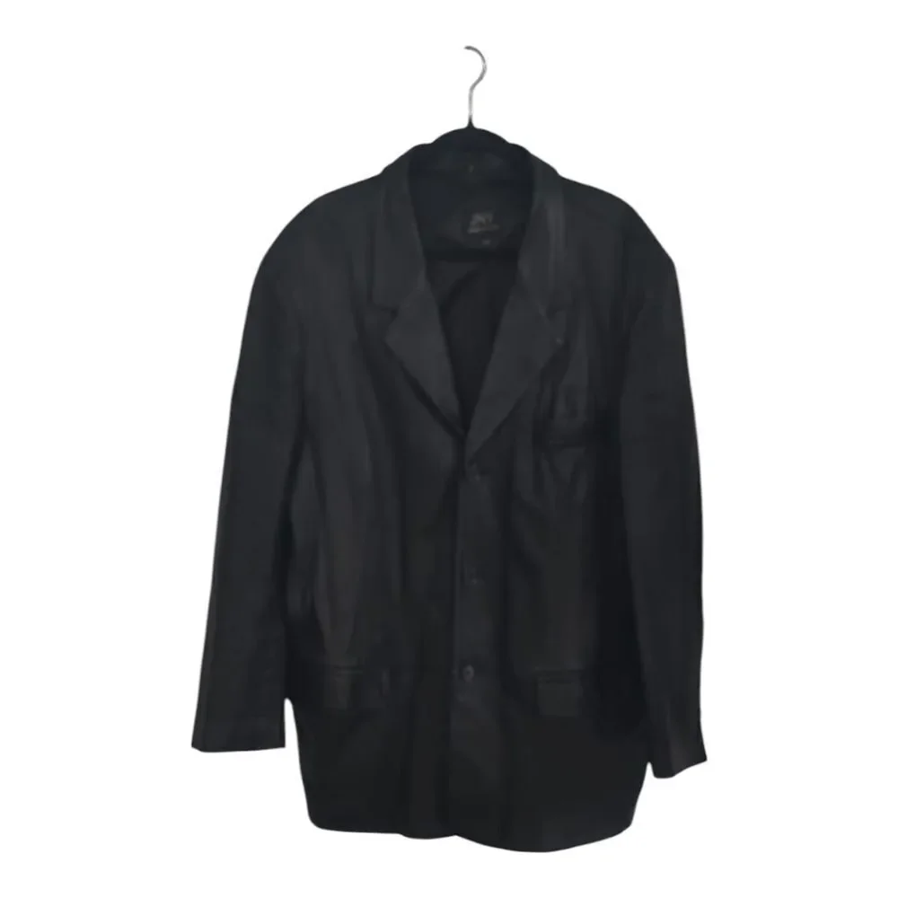 Jones New York Black Leather Jacket Blazer Suit Jacket Size 50R
